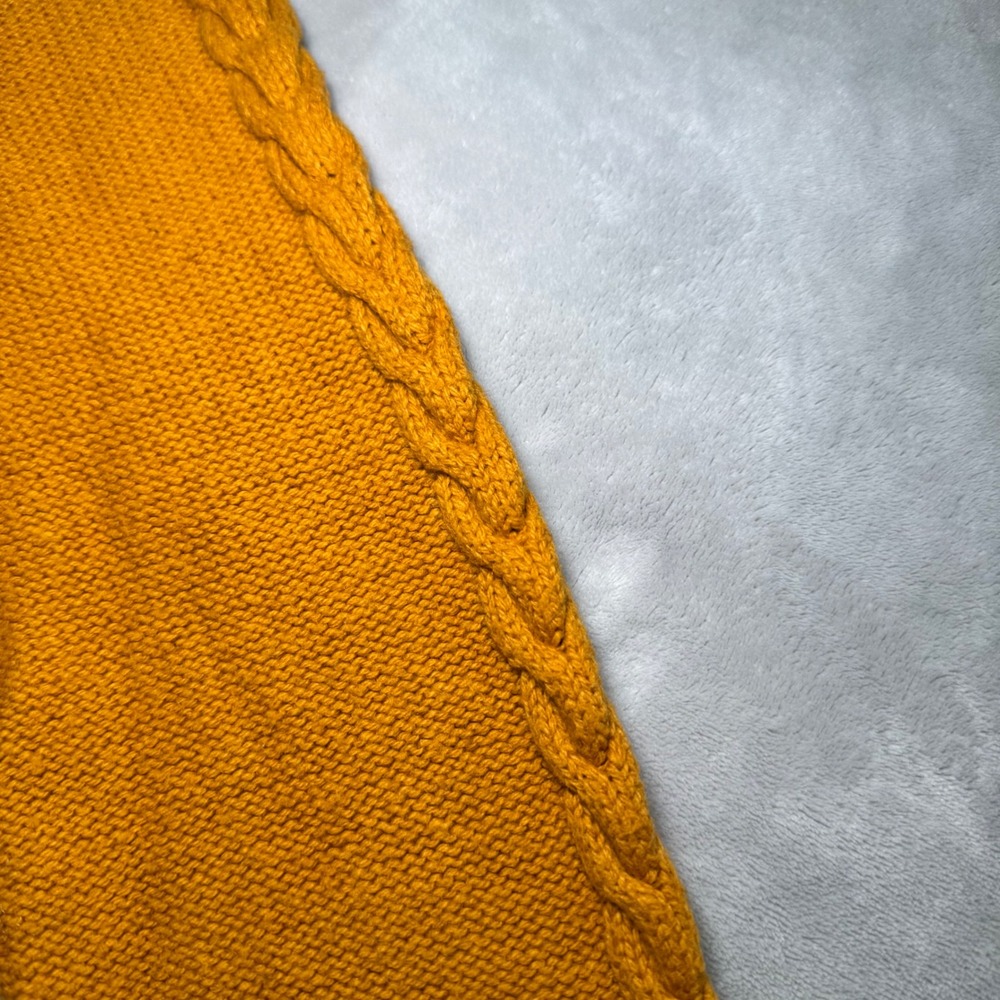 Banana Republic Mustard Yellow Cable Knit Crew Neck Sweater Women's Medium EUC - Picture 7 of 10